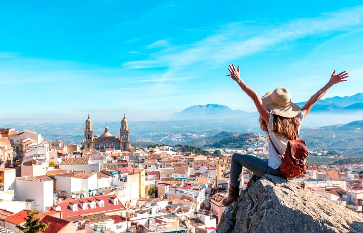 Lady with Spanish citizenship looking over Jaen, Spain