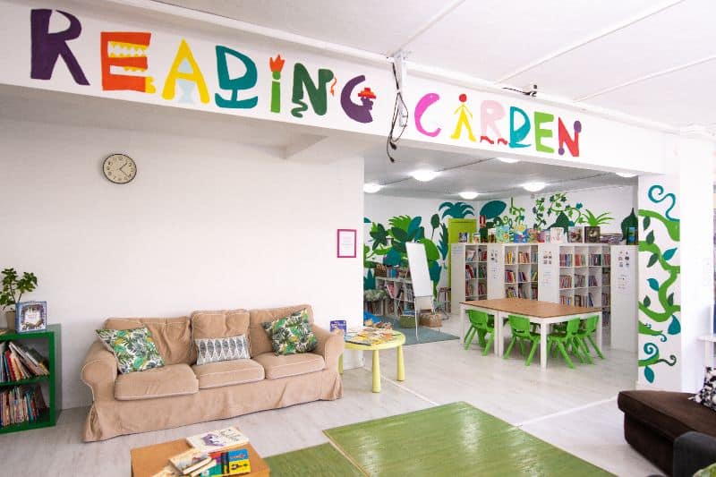The Reading Garden primary school library at the Olive Tree school