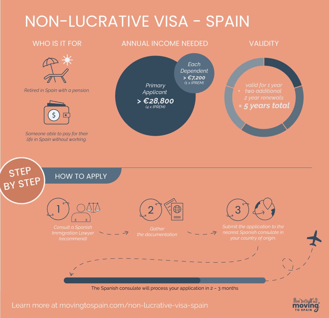 Spain non-lucrartive visa infographic