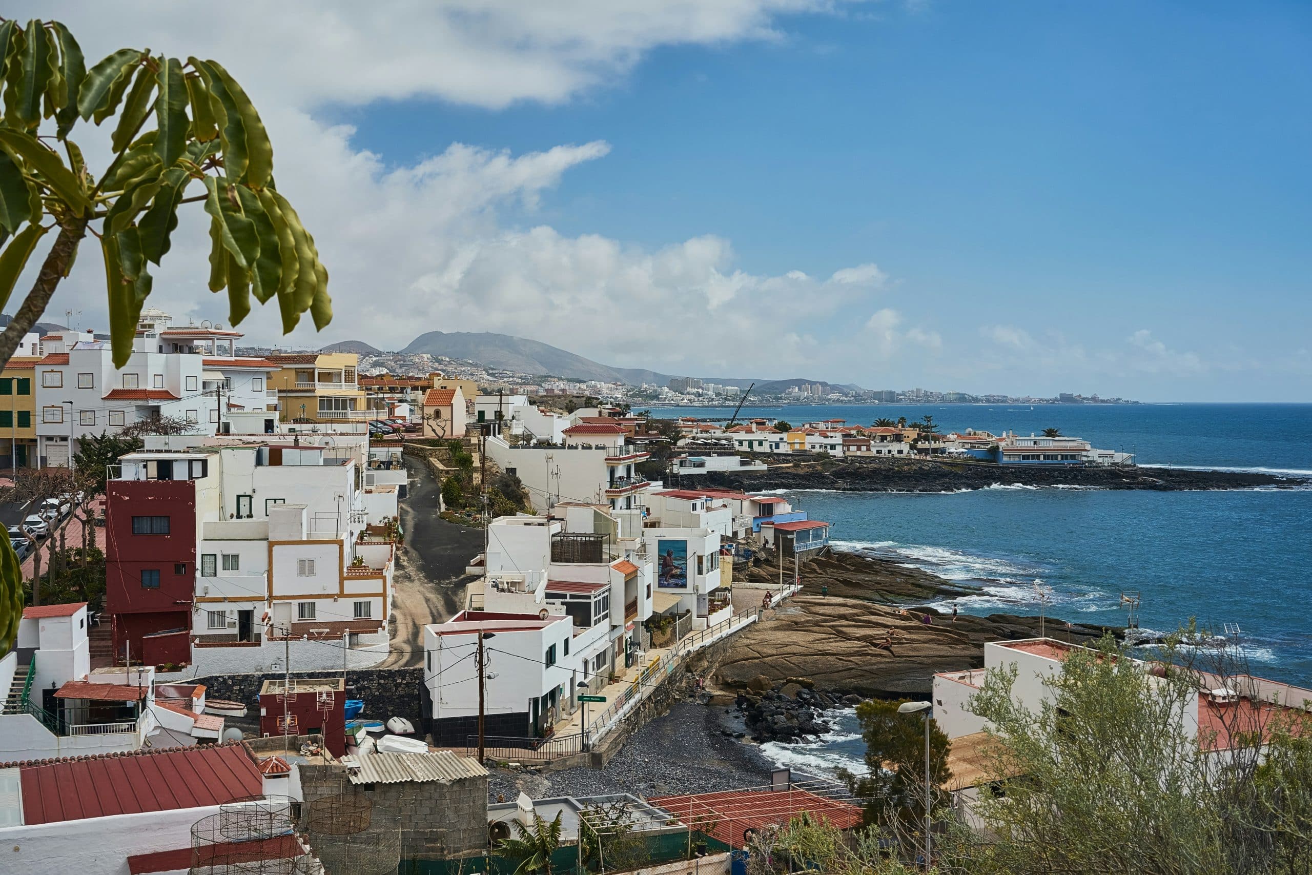 Apartments and houses on the shore of a village on the island of Tenerife - a popular choice for those living in the Canary Islands.