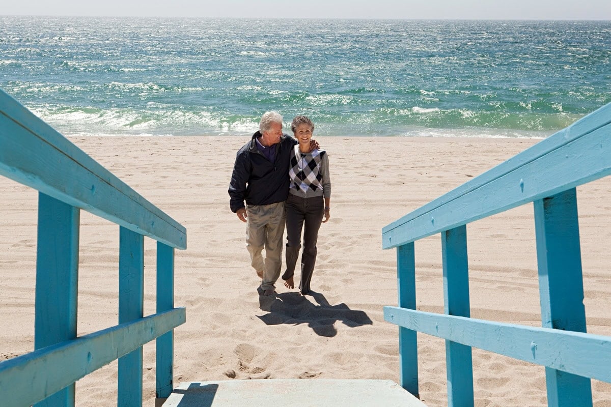 A couple on the beach in Spain