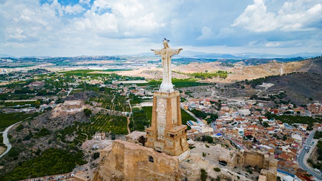 Christ statue overlooking Monteagudo in the Region of Murcia