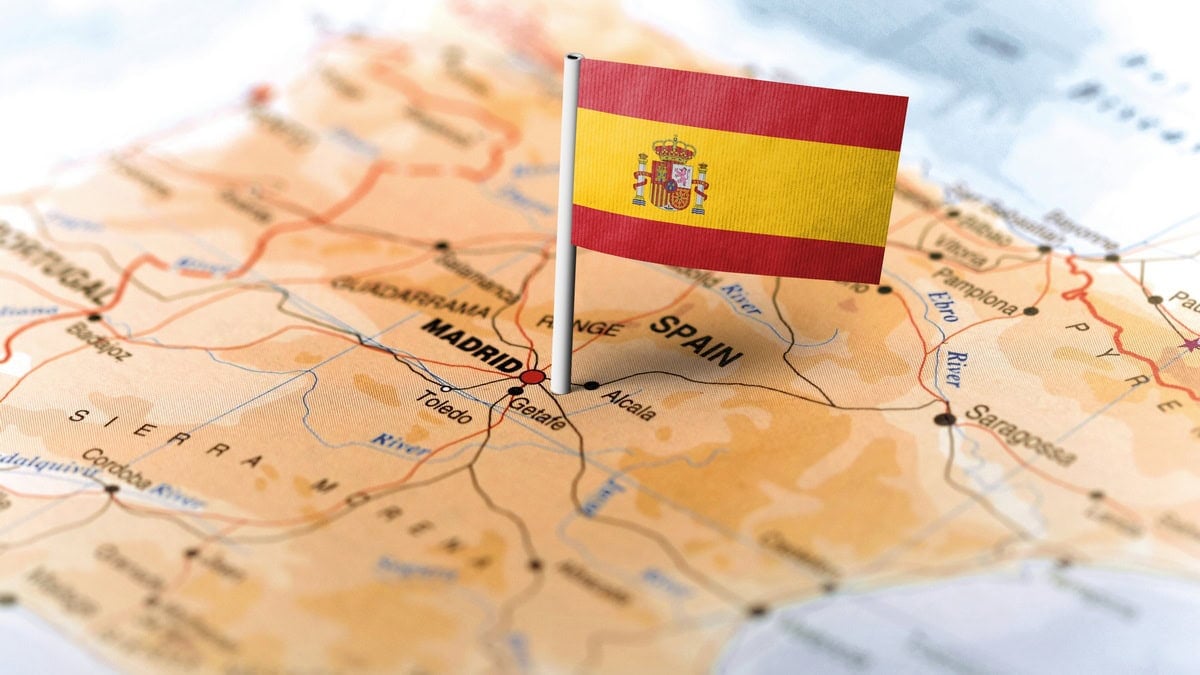 A Map of Spain with a flag in it symbolising when someone has decided to Move to Spain